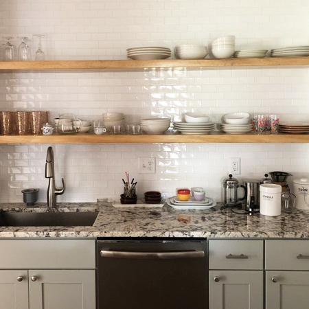 open shelving in kitchen duval